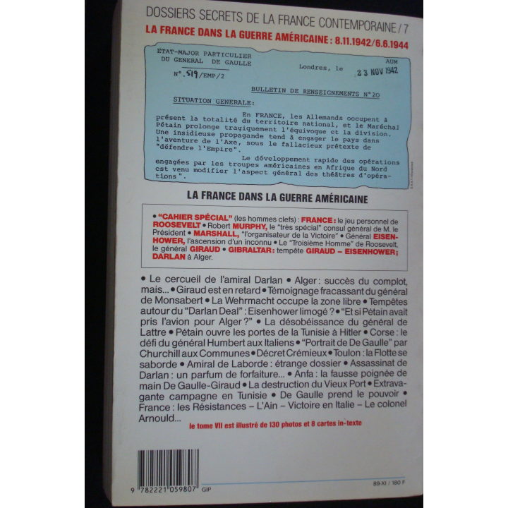 Dossiers secrets Tome 7 la France dans la guerre américaine