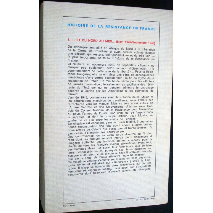Histoire de la Résistance en France Novembre 42-Septembre 43 Noguères