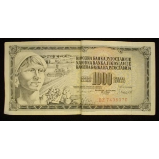 Billet de banque de 1000 Dinars yougoslaves