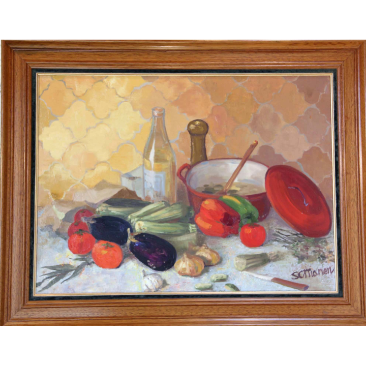 Huile de Svetlana Manen intitulée La ratatouille 1969
