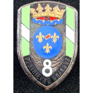 Insigne du 8° régiment de dragons DOM H.172 bandes blanches vert clair