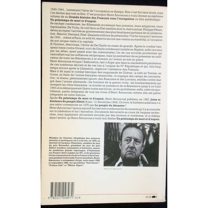 Un Printemps de mort et d'espoir. Nov 43-Juin 44. H Amoureux Laffont
