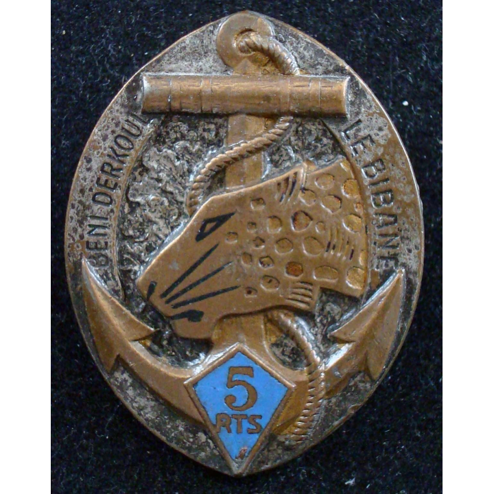 Insigne du 5° Régiment de Tirailleurs Sénégalais DRAGO BERANGER Déposé