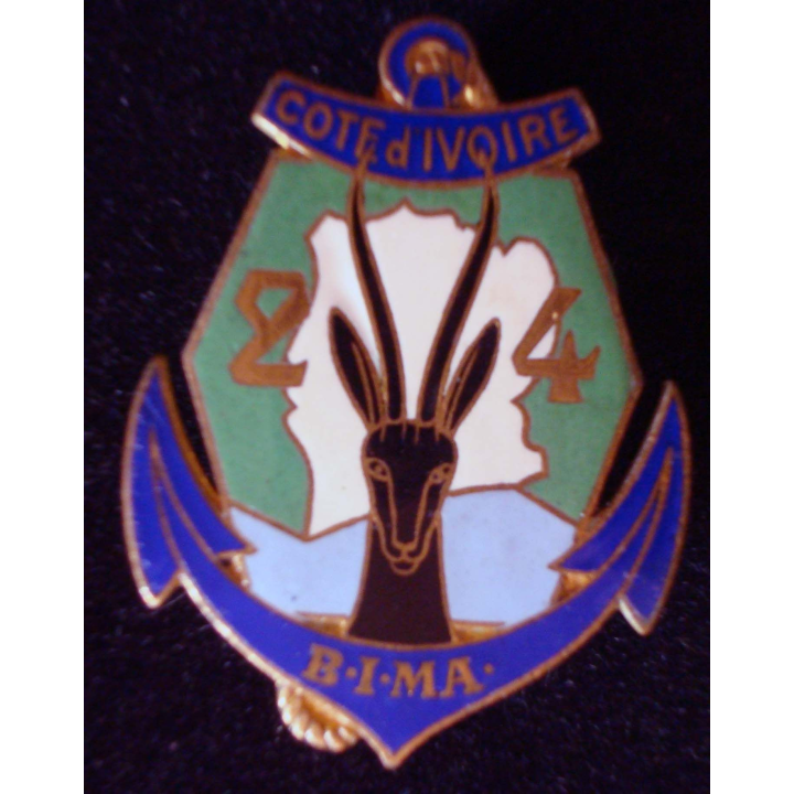 insigne métallique du 24° BIMA de Cote d'Ivoire Drago Paris G. 1602