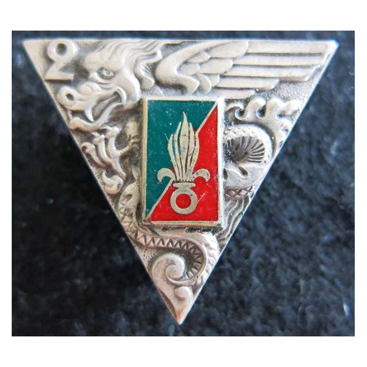 2° REP : insigne du 2° régiment étranger parachutiste de fabrication Balme Saumur G.1948