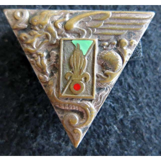 2° REP : insigne du 2° régiment étranger parachutiste de fabrication Drago Paris G.1948 épingle cassée
