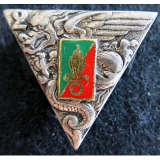 2° REP : insigne du 2° régiment étranger parachutiste de fabrication Drago Paris G.1948 émail épingle cassée