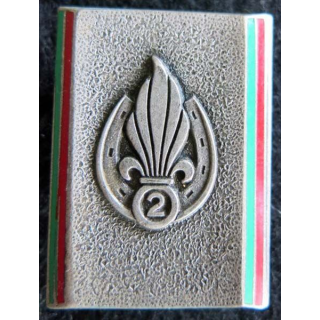2° REI : insigne métallique du 2° régiment étranger d'infanterie Drago émail