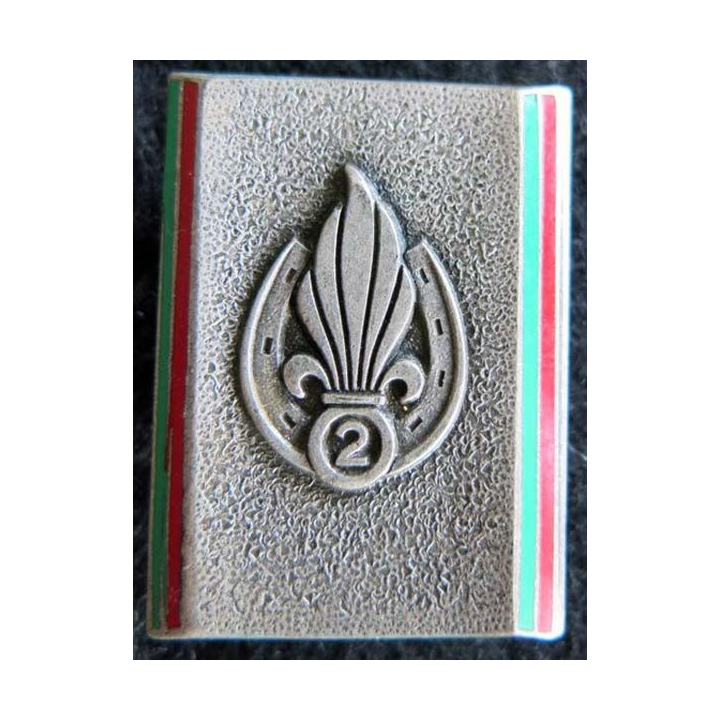 2° REI : insigne métallique du 2° régiment étranger d'infanterie Drago émail