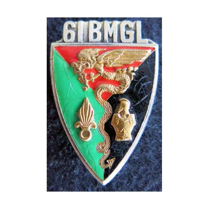 61° BMGL : insigne métallique du 61° bataillon mixte génie légion de fabrication Drago G. 2277