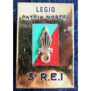 3° REI : insigne métallique du 3° régiment étranger d'infanterie de fabrication Drago Paris en émail