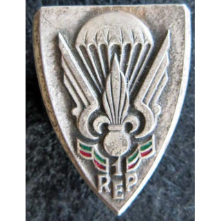 1° REP : insigne métallique du 1° régiment étranger parachutiste de fabrication Drago Paris émail