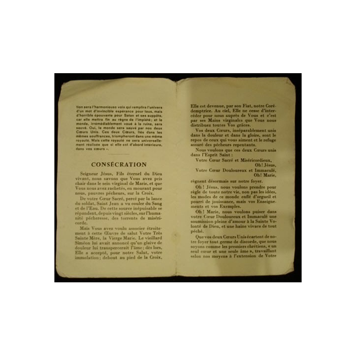 CONSÉCRATION AUX DEUX COEURS DE JÉSUS ET DE MARIE
