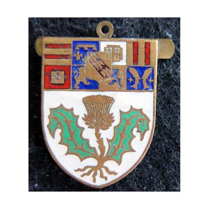 BLASON NANCY : insigne métallique ancien blason en émail de la ville de Nancy 24 x 34 mm avec anneau
