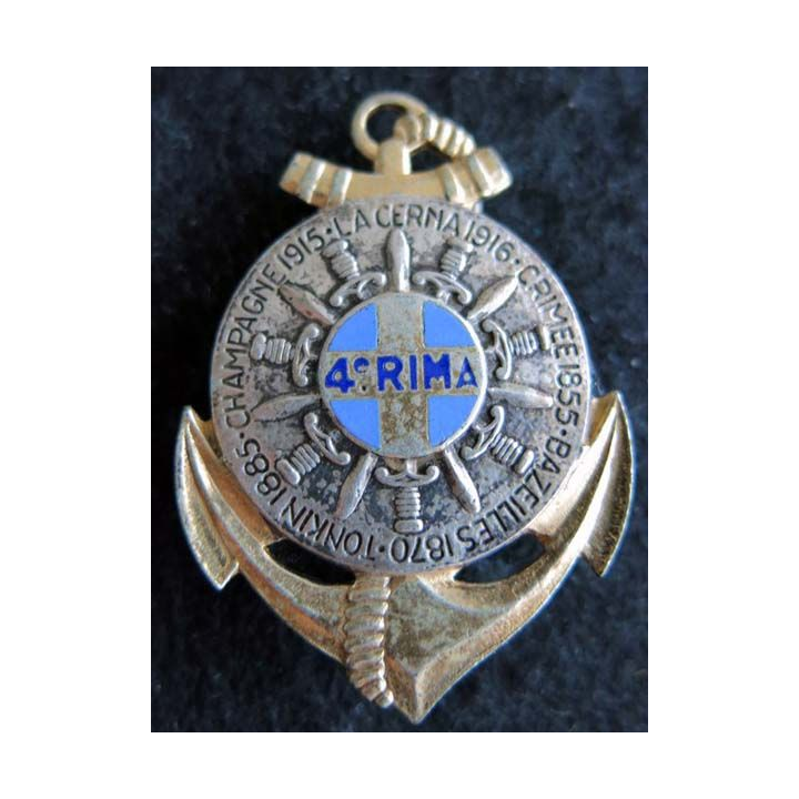 4° RIMA : Insigne métallique du 4° Régiment d'Infanterie de Marine de fabrication Andor 6680