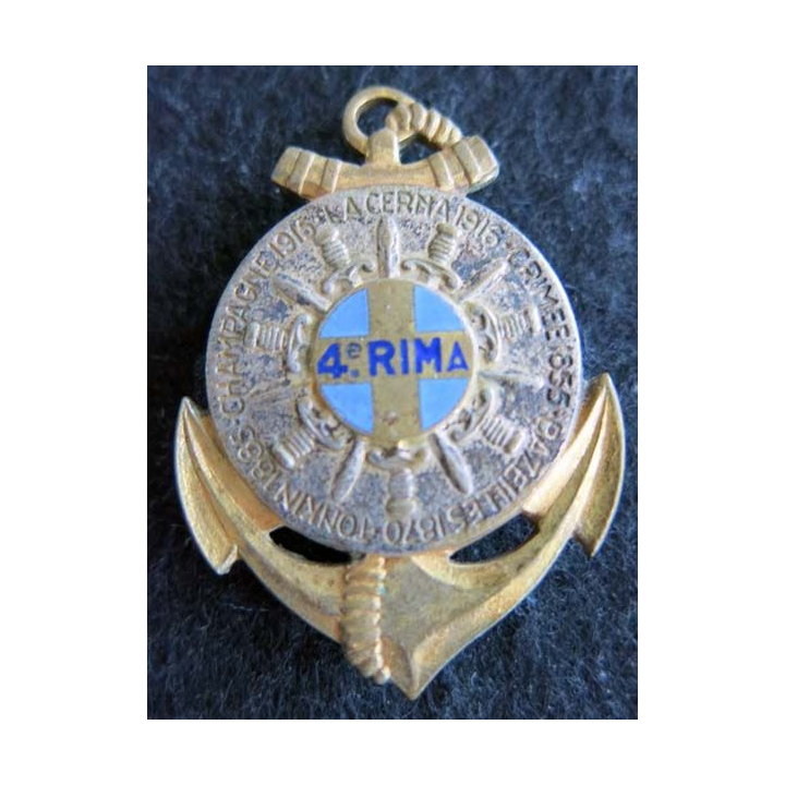 4° RIMA : Insigne métallique du 4° Régiment d'Infanterie de Marine fabricant non marqué