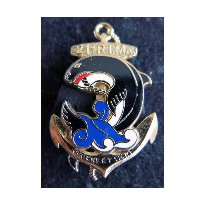21° RIMA : insigne métallique du 21° régiment d'infanterie de marine fabrication Drago Paris