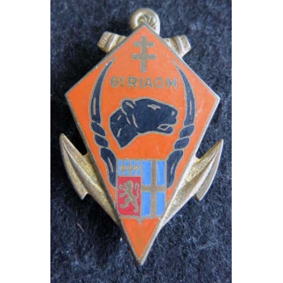 6° RIAOM : Insigne métallique du 6° Régiment Inter Armes d’Outre Mer Drago G. 1650 en émail