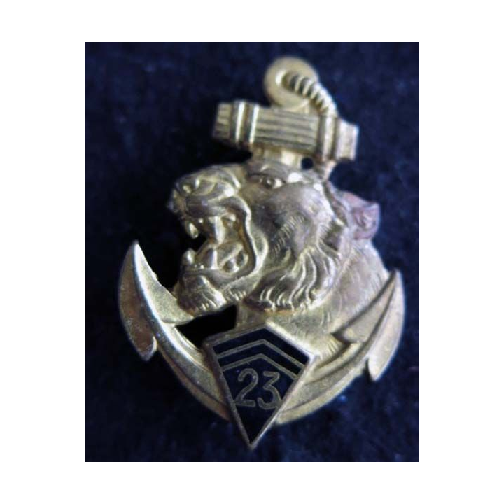 23° RIC : insigne métallique du 23° régiment d'infanterie coloniale  de fabrication Drago Paris H. 278 en émail