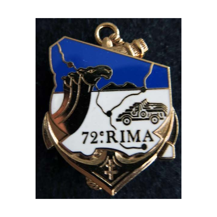 72° RIMA : Insigne métallique du 72° régiment d'infanterie de Marine de fabrication Delsart G. 1750