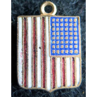 BLASON USA : insigne métallique ancien blason en émail des USA 11 x 16 mm anneau maillon