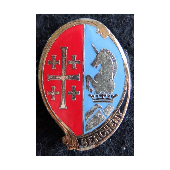 1° RHP : insigne métallique du 1° régiment de hussards parachutistes de fabrication Drago H. 295 en émail
