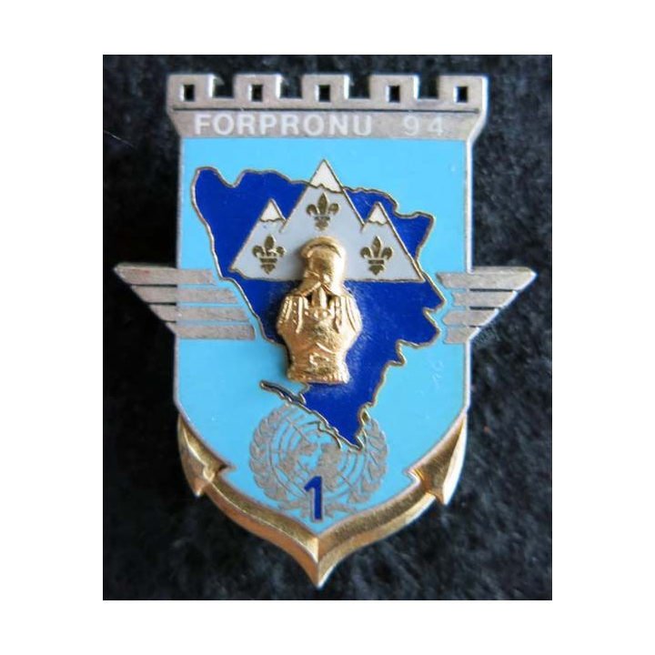 17° RGP: insigne de la 1° compagnie du 17° régiment du génie parachutiste FORPRONU Delsart