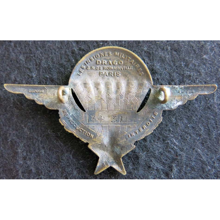 BREVET PARA : Brevet parachutiste Drago Romainville déposé numéroté 134 311