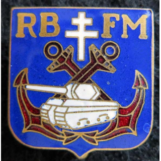 RBFM : insigne métallique du régiment blindé de fusiliers marins de fabrication GE Mardini en émail