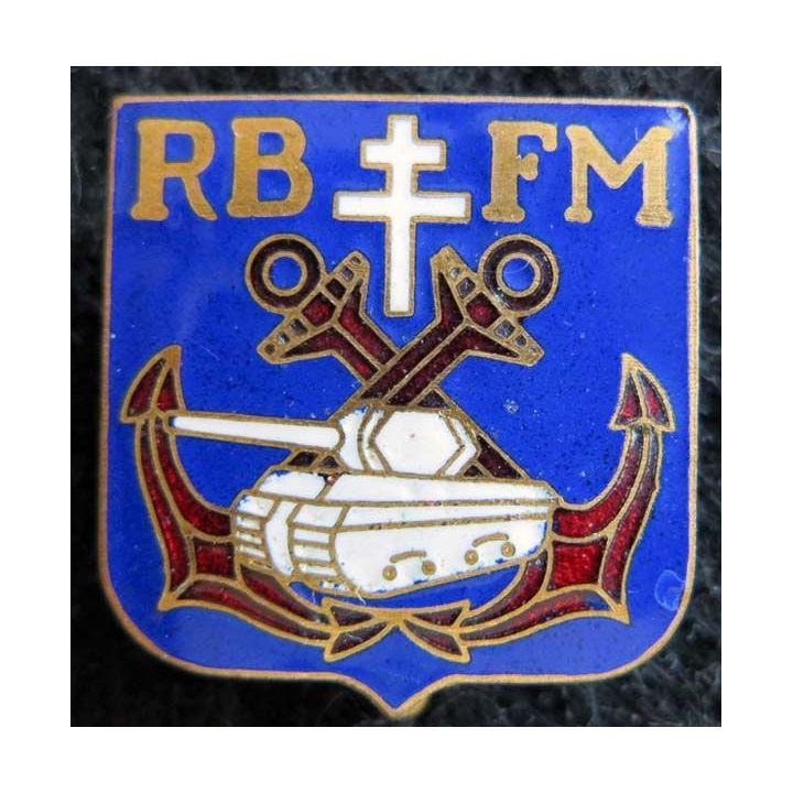 RBFM : insigne métallique du régiment blindé de fusiliers marins de fabrication GE Mardini en émail