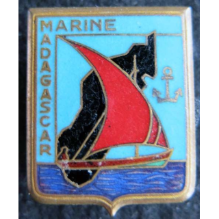 MARINE : Insigne métallique de la Marine à Madagascar Drago Olivier Métra déposé émail