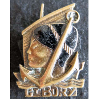 CT BORY  : insigne métallique de l'aviso escorteur Commandant Bory de fabrication Augis Lyon en émail