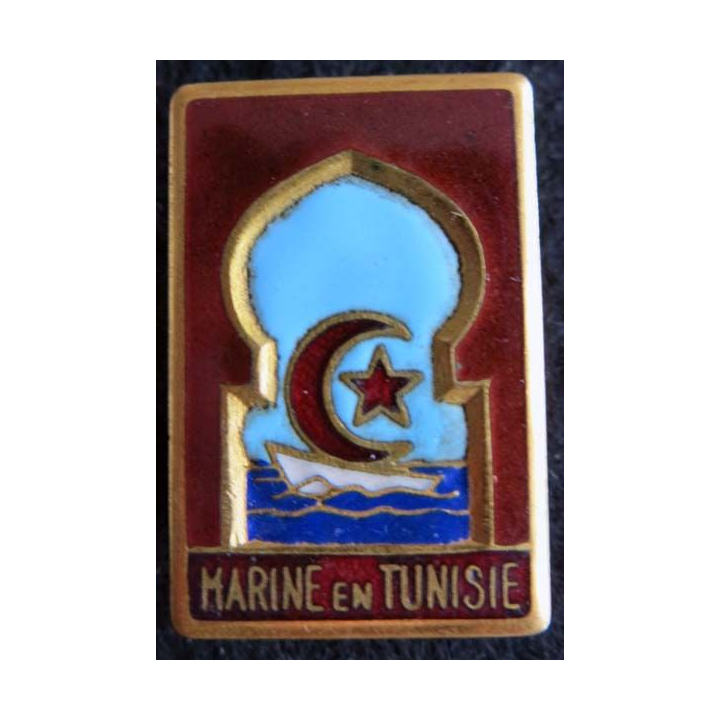 MARINE : Insigne métallique de la Marine en Tunisie Augis Lyon en émail
