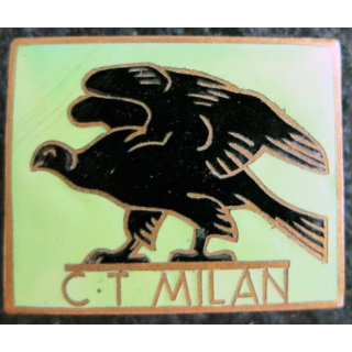 MILAN : insigne métallique du contre torpilleur Milan fabrication Arthus Bertrand Paris Déposé en émail