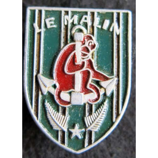 LE MALIN : insigne métallique du contre torpilleur Le Malin fabrication Augis Lyon aluminium peint