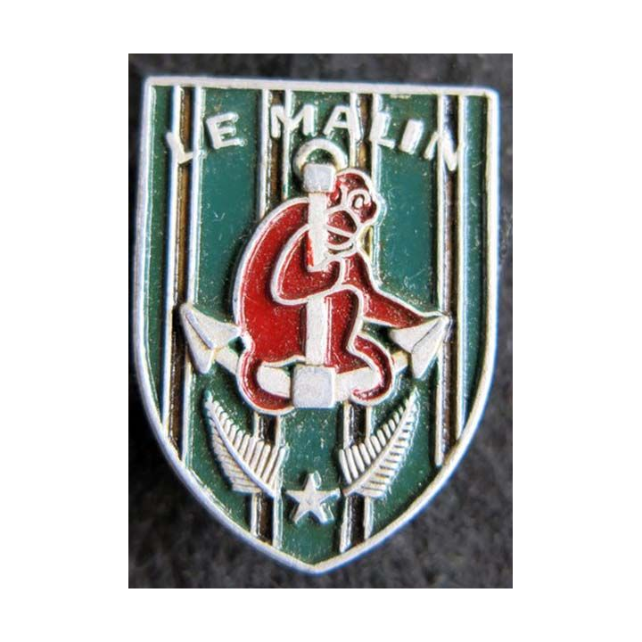 LE MALIN : insigne métallique du contre torpilleur Le Malin fabrication Augis Lyon aluminium peint