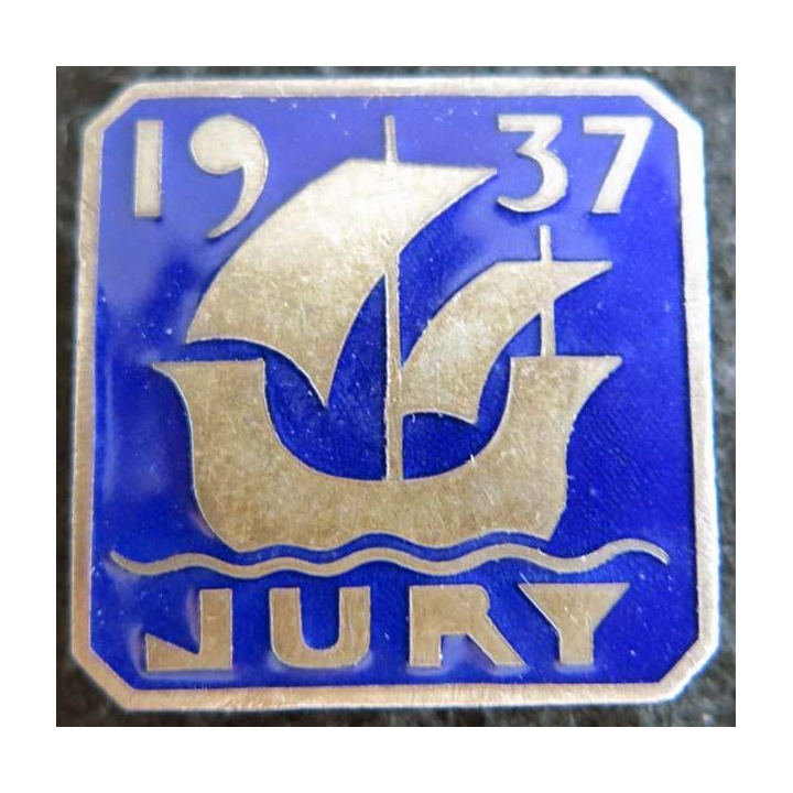 JURY 1937 : insigne métallique de membre du jury de l'exposition internationale de 1937 à Paris Arthus Bertrand émail