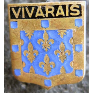 BLASON VIVARAIS : insigne métallique ancien blason en émail du Vivarais 17 x 14 mm avec épingle