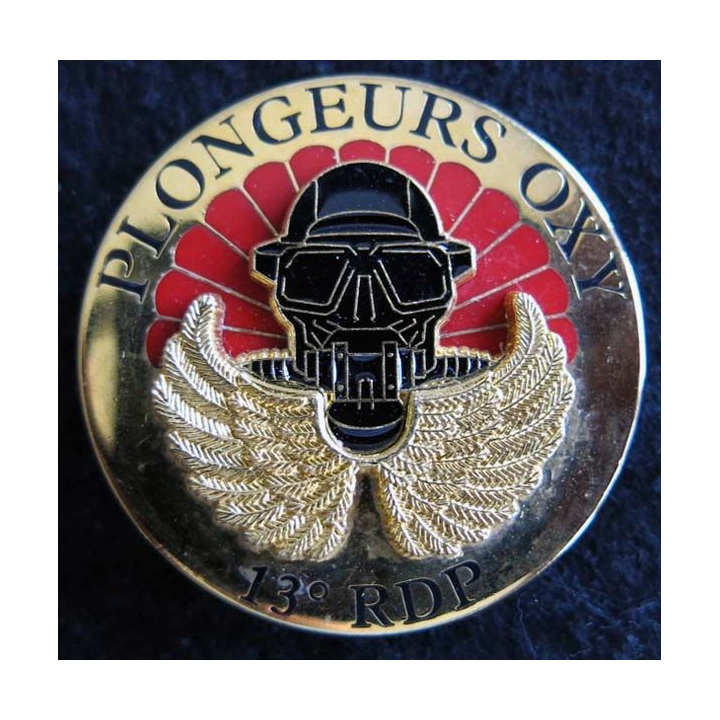 13° RDP : insigne métallique 2° escadron du 13° régiment de dragons parachutistes plongeurs OXY LR Paris