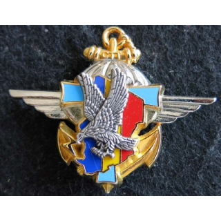 TRANS EPERVIER : insigne de la compagnie des transmissions opération Épervier de fabrication Destrée
