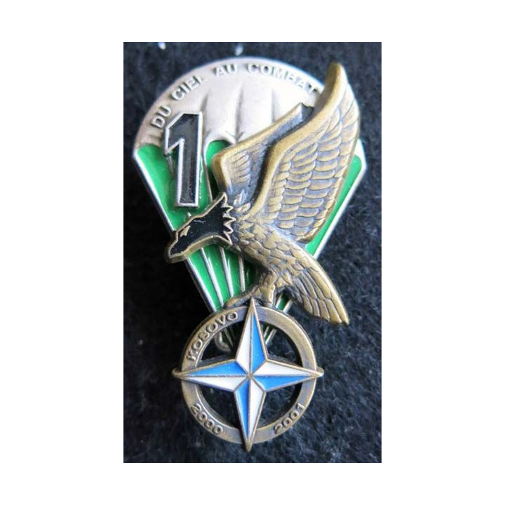 1° RCP : insigne de la 1° compagnie du 1° régiment de chasseurs parachutistes Kosovo n° 061