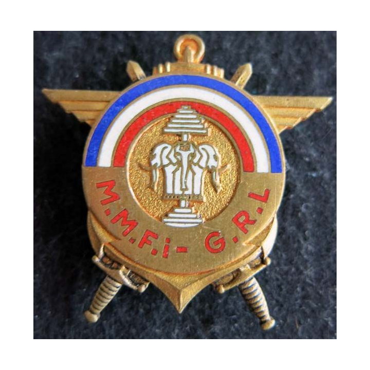 MMFI GRL : Insigne métallique de la Mission Militaire Franco Indochinoise /Gouvernement Royal du Laos