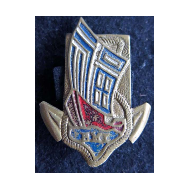BMI : Insigne métallique (moulage) du bataillon de marche indochinois local Extrême Orient peint