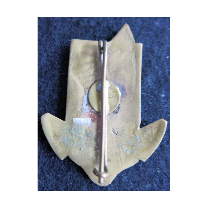 BMI : Insigne métallique (moulage) du bataillon de marche indochinois local Extrême Orient peint