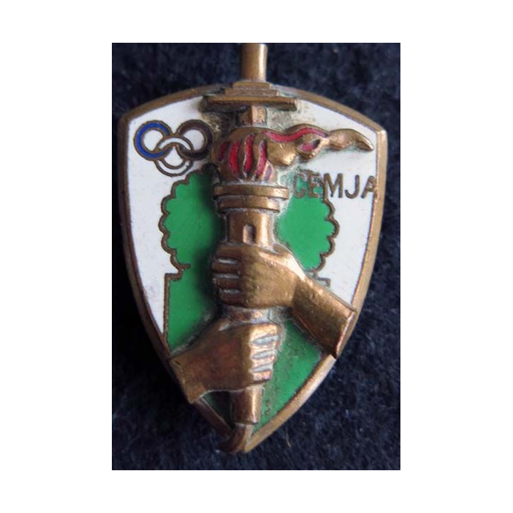 CEMJA : insigne métallique du centre d’entrainement de moniteurs jeunesse des armées de fabrication Arthus Bertrand en émail
