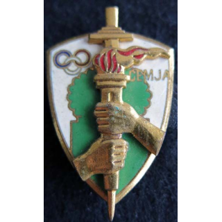 CEMJA : insigne métallique du centre d’entrainement de moniteurs jeunesse des armées de fabrication Arthus Bertrand en émail