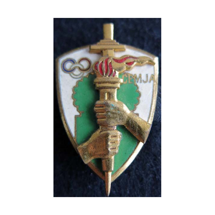 CEMJA : insigne métallique du centre d’entrainement de moniteurs jeunesse des armées de fabrication Arthus Bertrand en émail