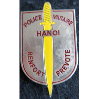 PM HANOI : insigne métallique du renfort prévôtal de la Police Militaire d'Hanoï fabrication locale