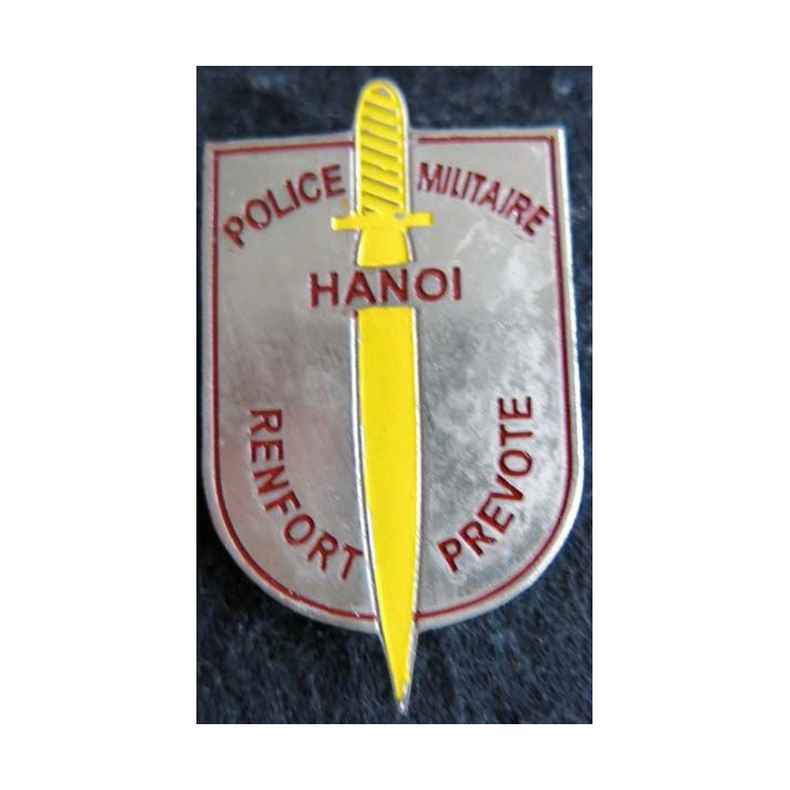 PM HANOI : insigne métallique du renfort prévôtal de la Police Militaire d'Hanoï fabrication locale