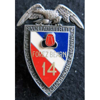 14° RPCS : insigne métallique du 14° régiment parachutiste de commandement et de soutien de fabrication Delsart G. 278